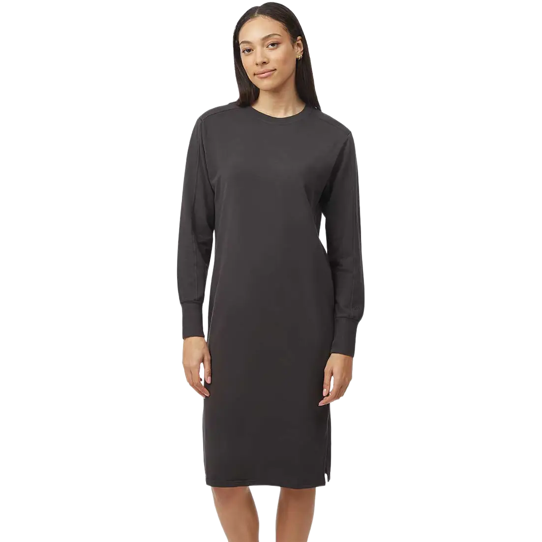 Tentree French Terry Long Sleeve Crew Dress Women kjole - Meteorite Black - M - Outdoor kjoler