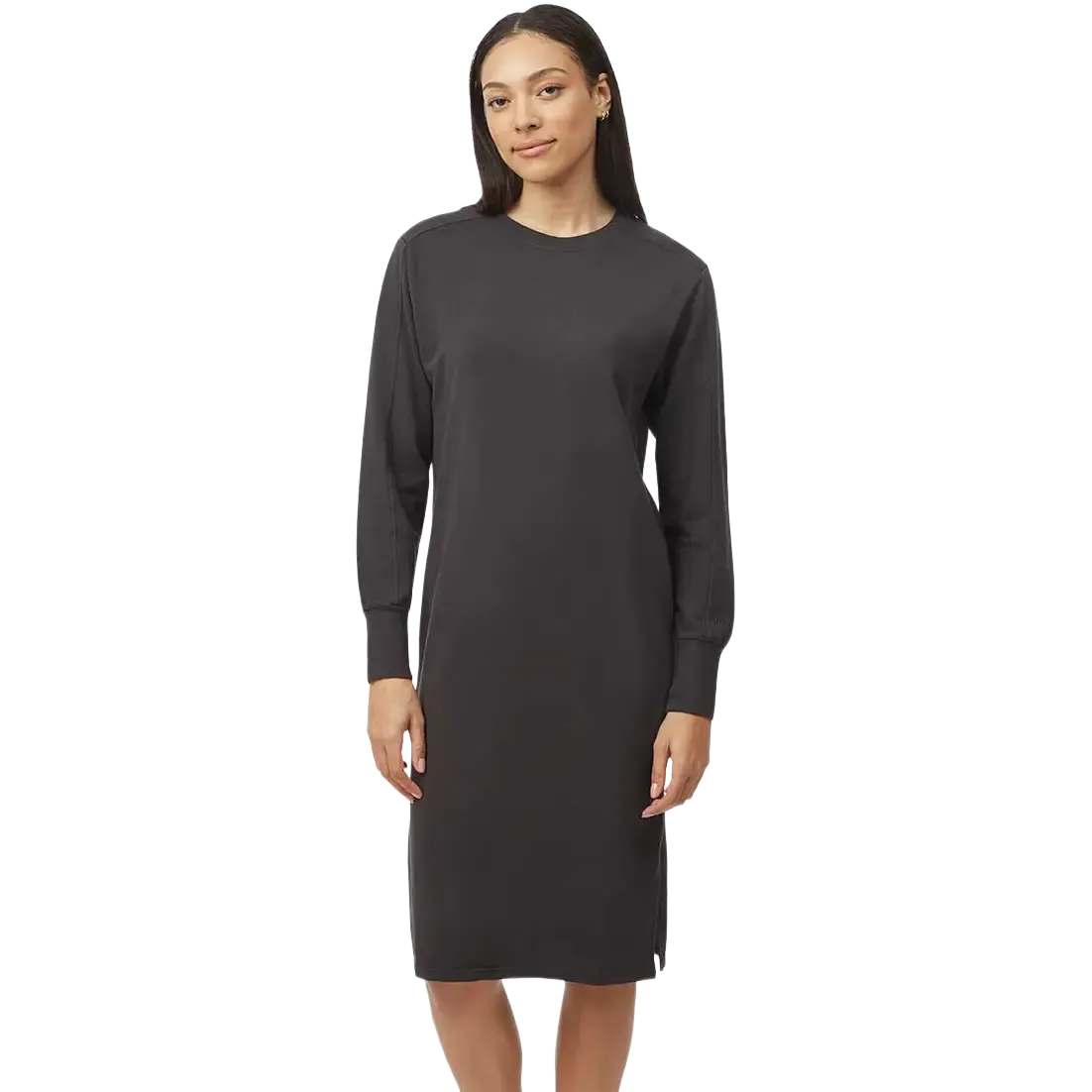 French Terry Long Sleeve Crew Dress Women kjole