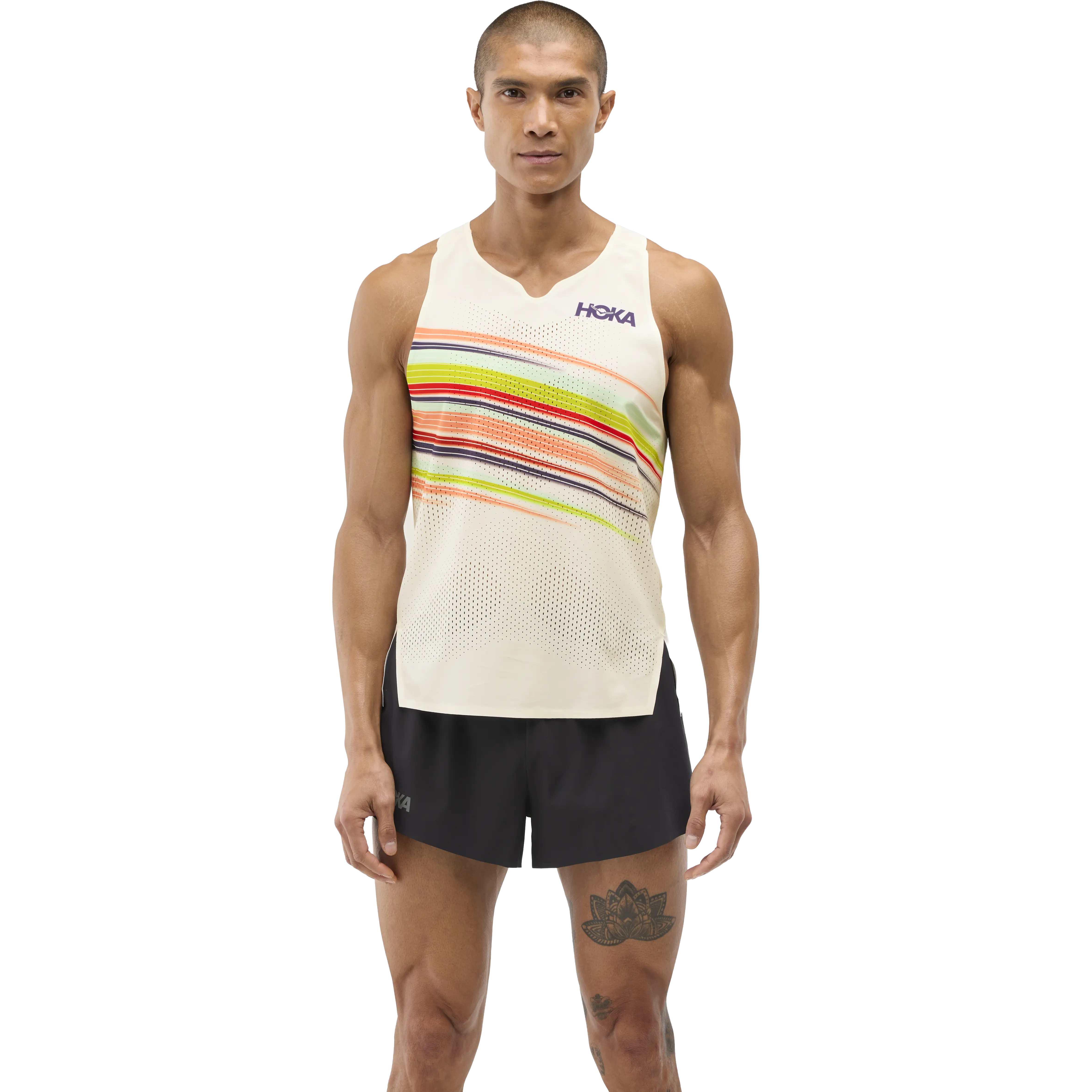 HOKA One One Race Day Singlet Men - Alabaster Flare - M - Løbetoppe
