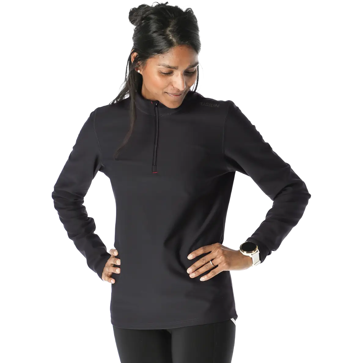 Fusion Zip Neck Women - Black - S - Løbetrøjer